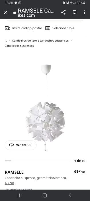 Candeeiro teto IKEA