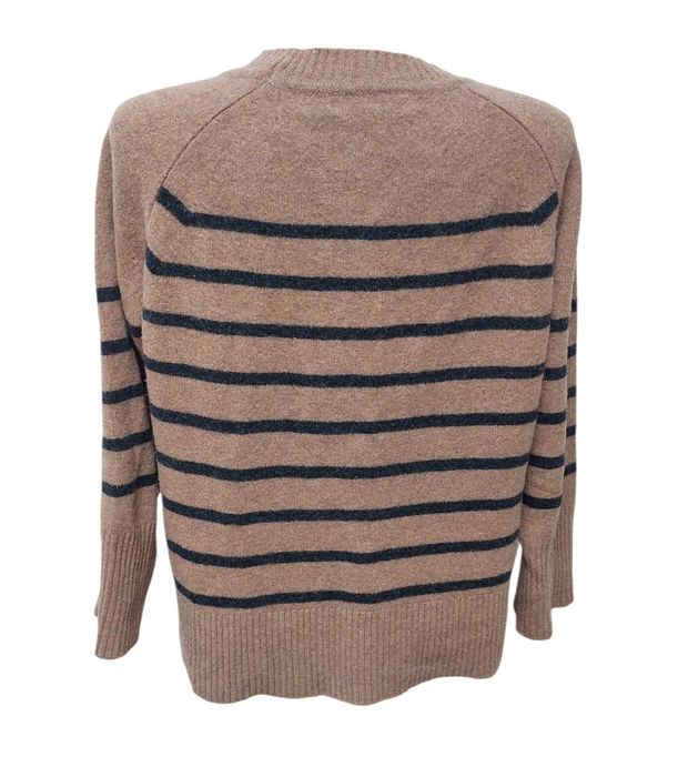 Brązowy sweter damski w paski 100% WEŁNA NEXT, R. L/XL