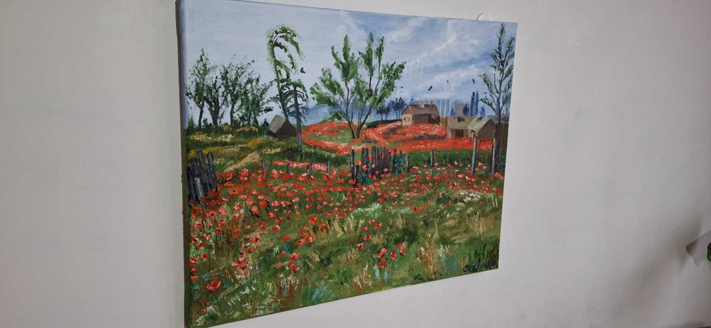 STALKER 2 : Поле червоних мрій Оригінальна олійна картина 50x40 см