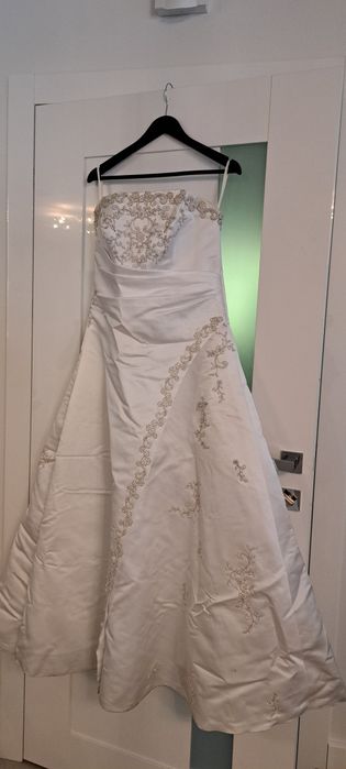 Suknia ślubna ciążowa 160 cm. - zestaw.