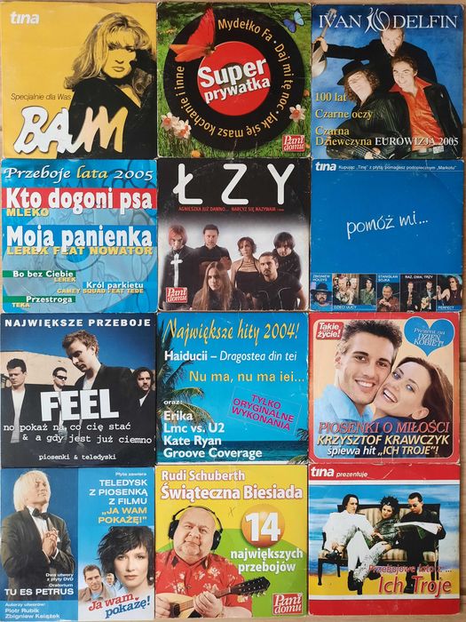 Płyty CD 12 sztuk
Feel Bajm Ich troje Krzysztof Krawczyk Łzy
