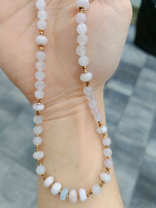 Naszyjnik z kamieni naturalnych srebro pozłacane