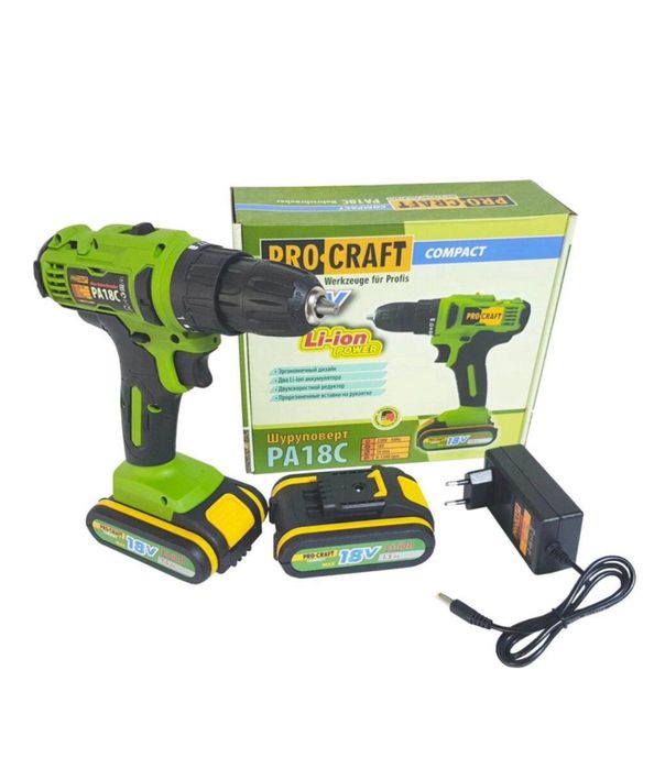 Аккумуляторный шуруповерт Procraft Pa18c compact