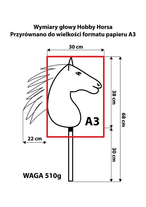 Konik Hobby Horse   ,kasztan, wielkość A3  - Zestaw