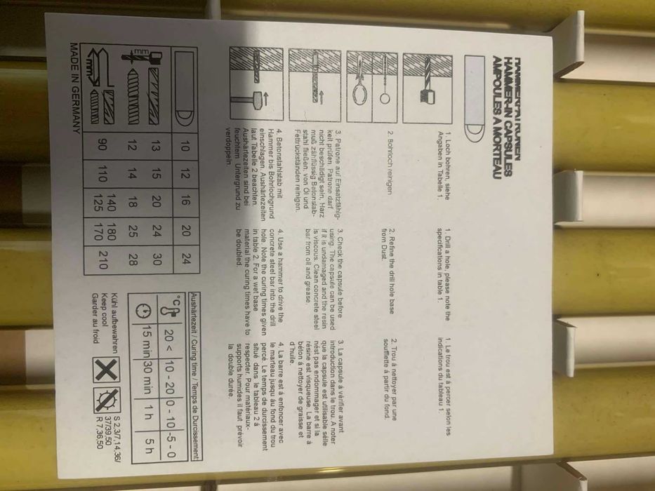 Kotwa chemiczna M24 WBIJANA | Zaprawa do betonu | 5 ampułek