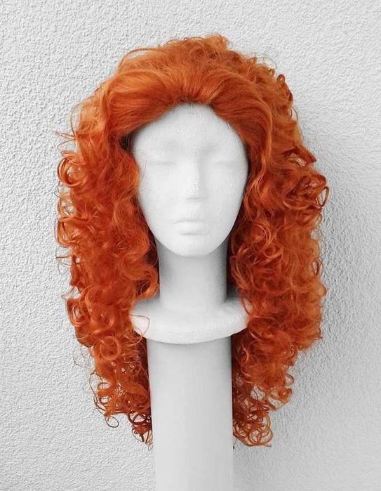 Merida Waleczna lokowana peruka ruda pomarańczowa z lokami cosplay wig
