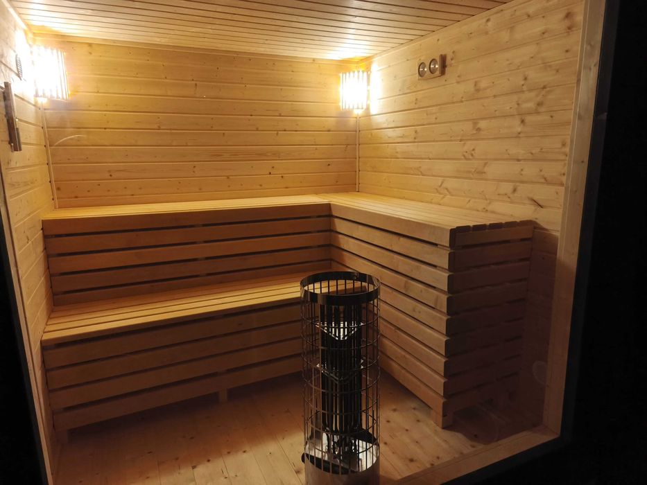 SAUNA zewnętrzna OGRODOWA 3,2x2,3 m Ocieplona +Piec + Witryna