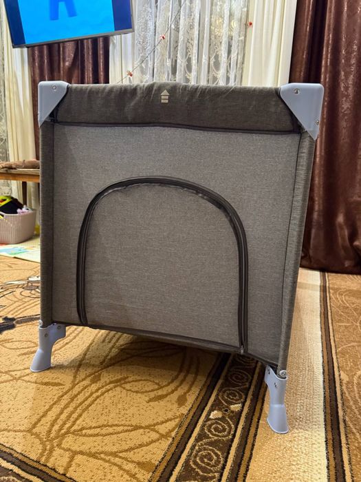 Ліжко-манеж Kinderkraft Joy Blue сіре з блакитним