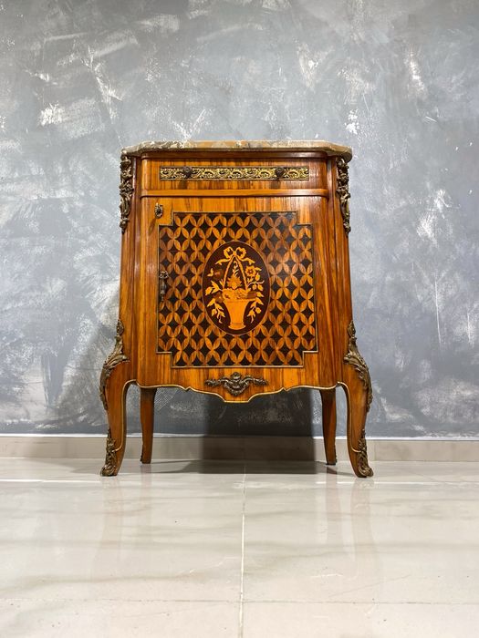 Francuska komoda formir intarsja marmurowy blat