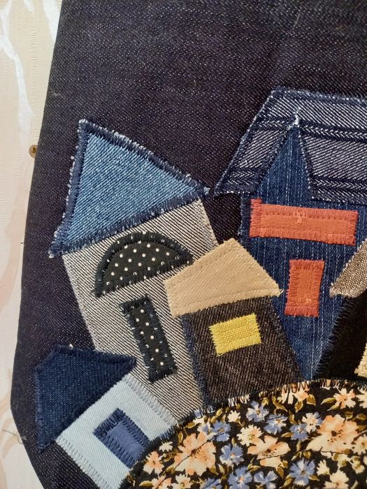 Джинсова сумка шопер з аплікацією