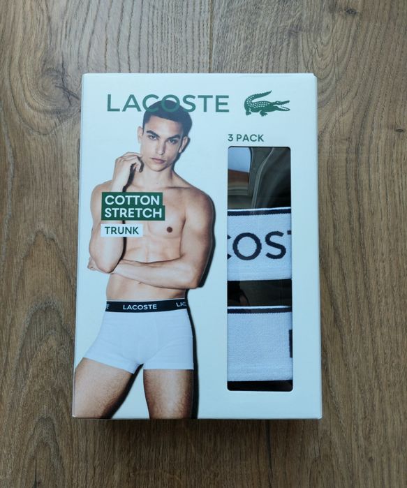 Lacoste bokserki męskie 3-pack czarne rozmiar L nowe oryginalne