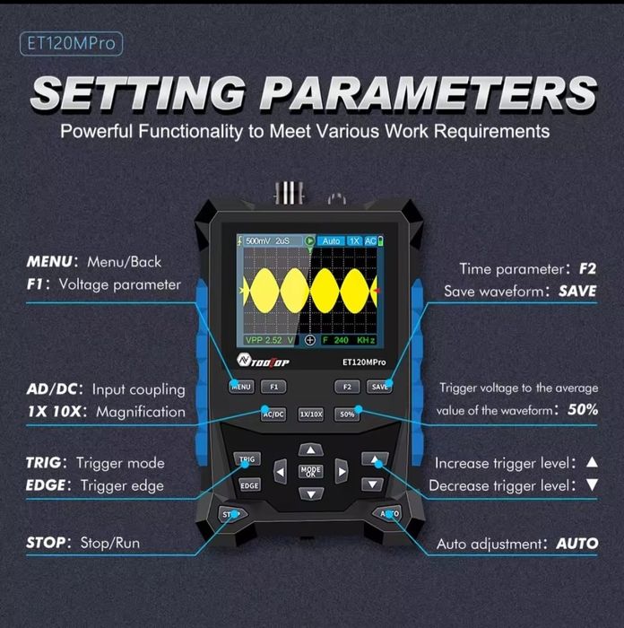Осцилограф TOOLTOP ET120MPro (120МГц) + генератор