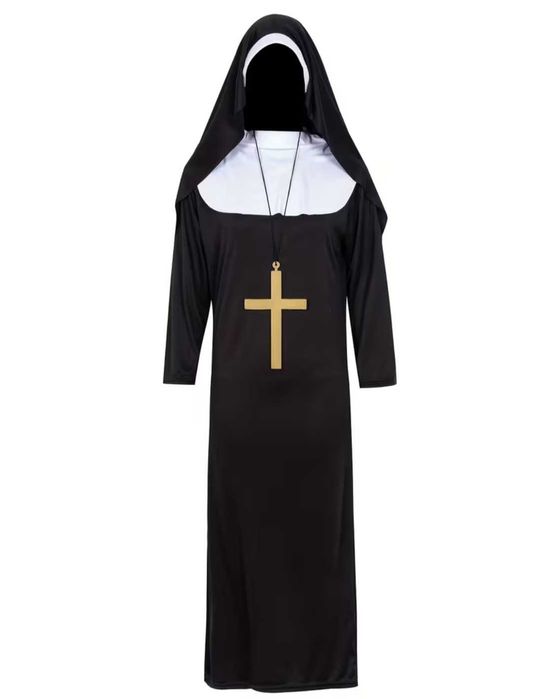Nowy zestaw ZAKONNICA strój habit krzyż kornet, r. 164/170 M przebranie halloween