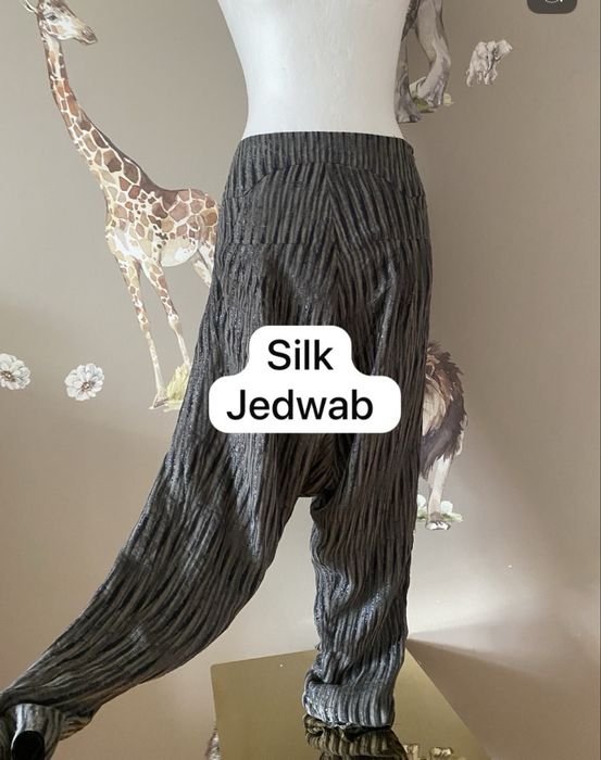 Munthe plus Simonsen spodnie 87% jedwab metaliczna nitka 36 38