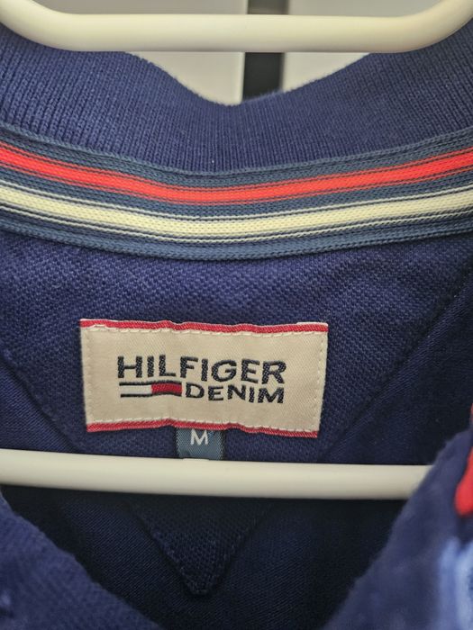 Bluzka polo z długim rękawem Tommy gilfiger denim rozmiar m granatowa