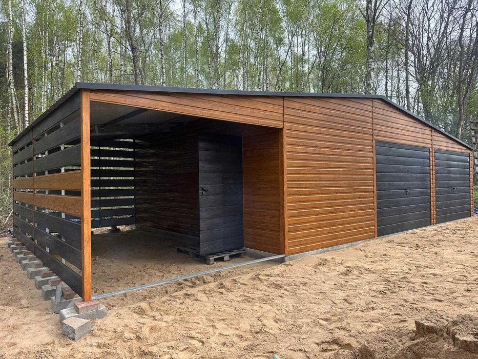 Garaż blaszany ocynkowany drewnopodobny 12x6/10x6/9x6/8x6/6x6