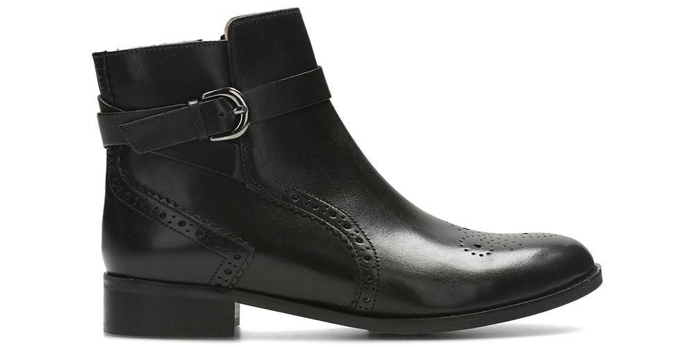 Clarks Botki damskie - Netley Olivia - r 35,5 - czarne, skórzane