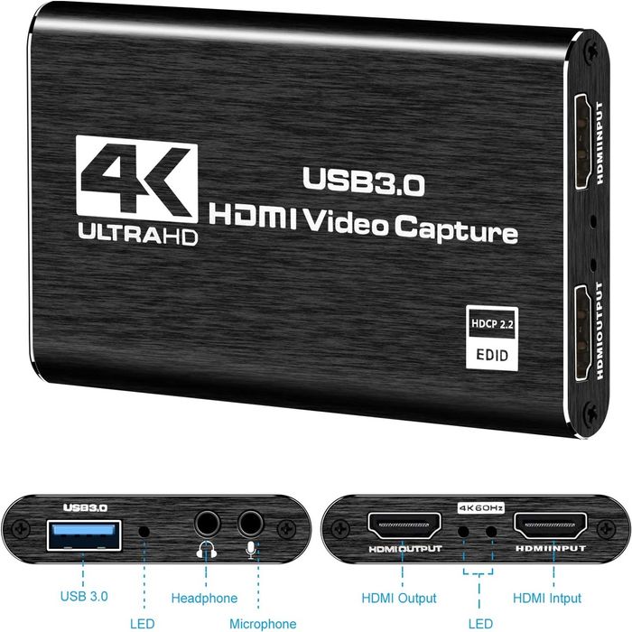 Карта видео захвата внешняя USB 3.0, HDMI 4K, 60 Гц, видео, аудио. HD