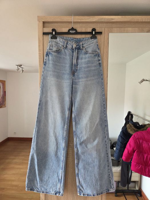 Szerokie spodnie jeansowe h&m 32