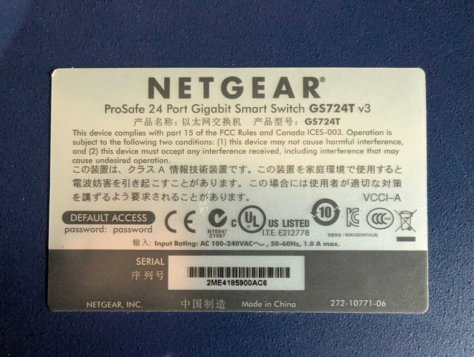 Netgear ProSafe GS7224T v3 – 24 Portas Gigabit Smart (Usado)