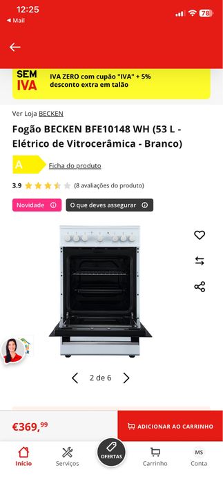 Fogão BECKEN Elétrico de Vitrocerâmica