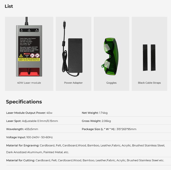 Creality Falcon2 4OW Laser Module