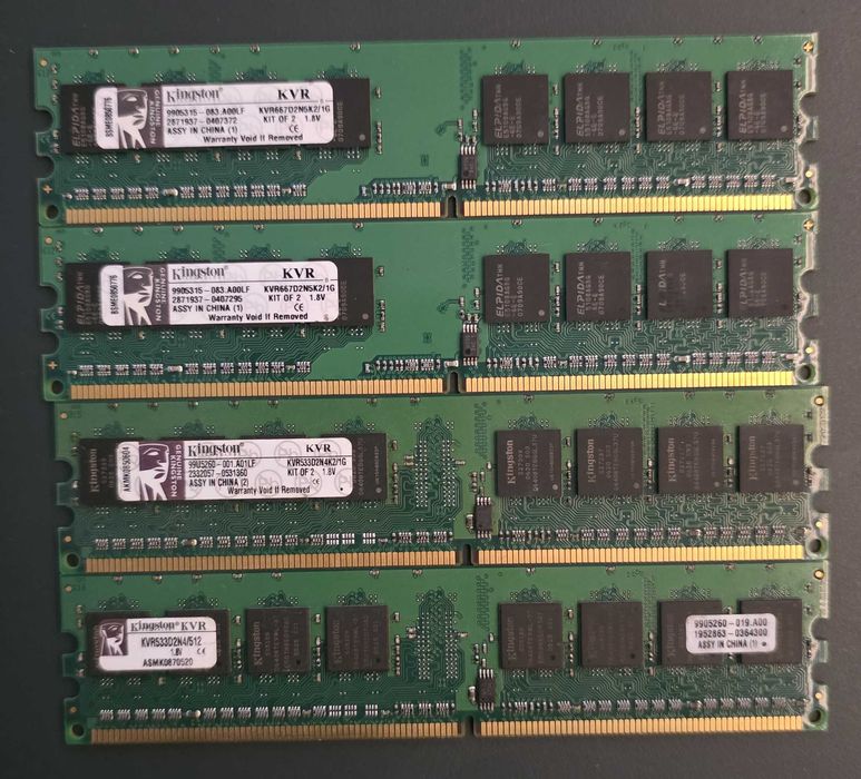 Módulos Memória RAM DDR2 (varios tamanhos e marcas) Lote ou Pack