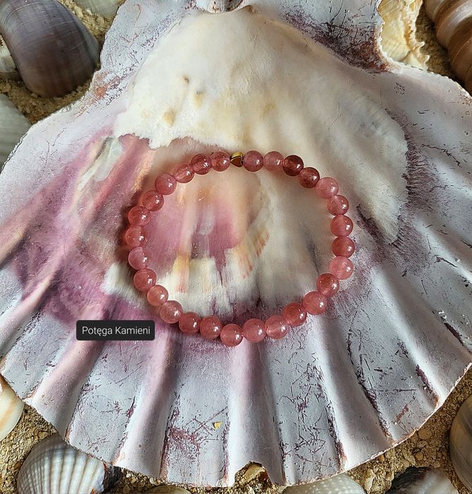Bransoletka Kwarc truskawkowy - kamienie naturalne