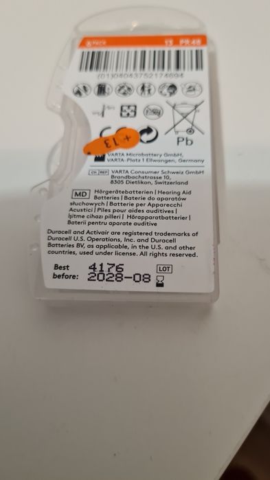 Baterie  Duracell 13, do aparatu słuchowego