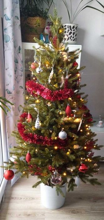 Choinka sztuczna gumowa świerk naturalny PE w doniczce 160 cm jak żywa