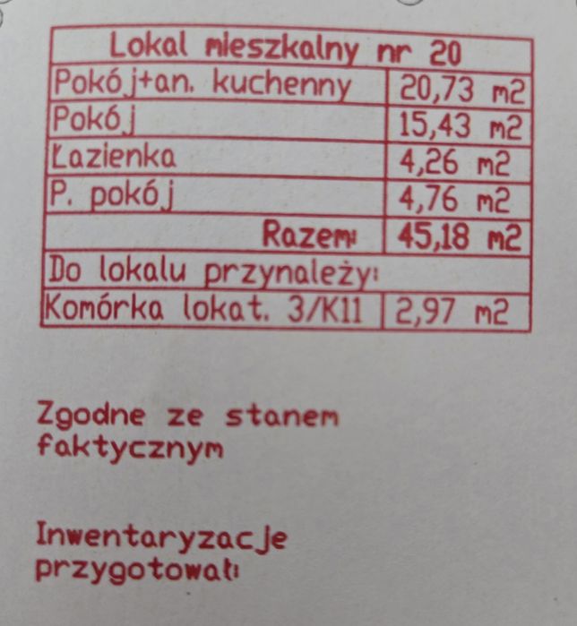 Mieszkanie Osielsko 45m2 komórka 3m2