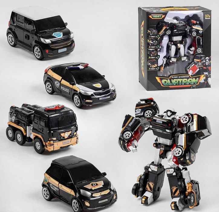 Трансформер Тобот 508 Кватран Поліцейський QUATRAN 5в1 чорний 35 см