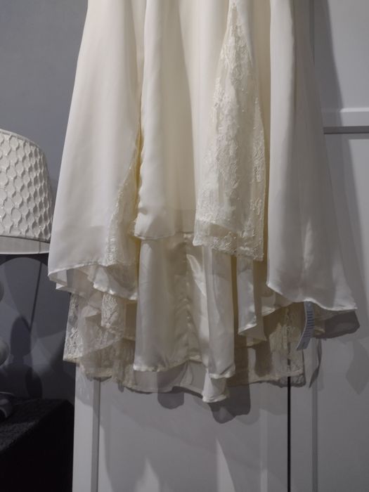 Nowa suknia ślubna 38 40 cywilny poprawiny ecru wesele zwiewna koronka