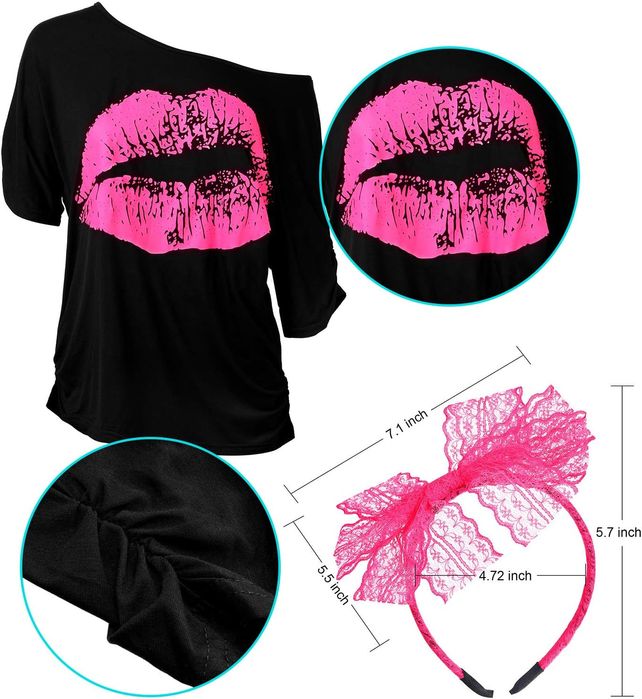 Strój retro 80's z akcesoriami dla kobiet Rozmiar Xxl