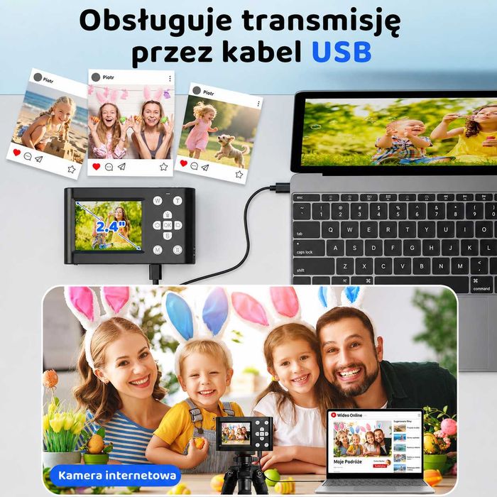 Chakeyake aparat cyfrowy 4K 64 MP – 18X ZOOM, 32 GB, LCD 2,4", VLOG