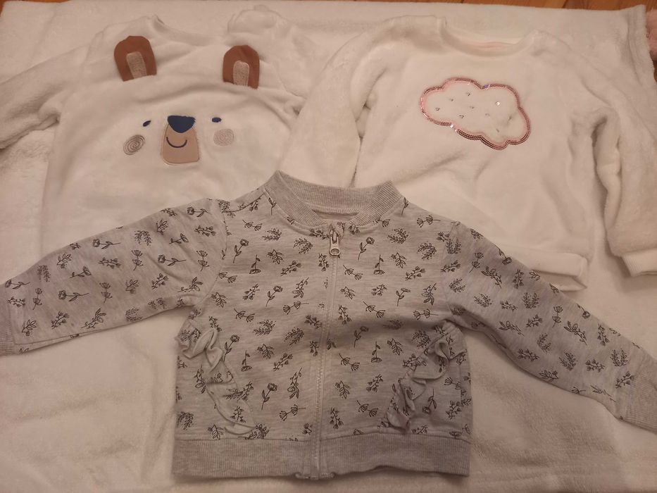 Pakiet! 6 szt.! 3 bluzy, dres, sweterek, dla dziewczynki r. 86