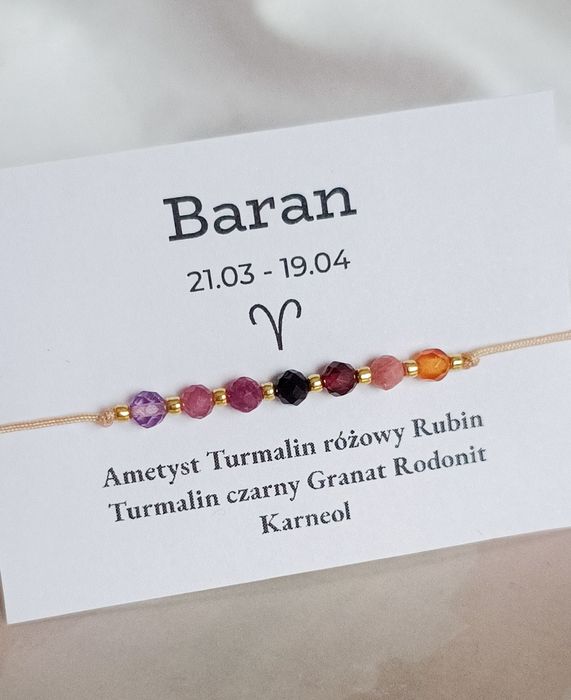 Bransoletka kamienie naturalne minerały znak zodiaku BARAN