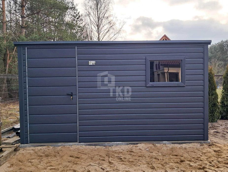 Schowek domek ogrodowy 3,5x2,5m - Drzwi okno  dach spad w tył TKD252