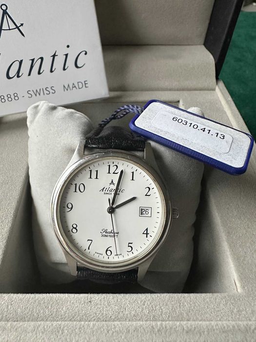 Zegarek Atlantic Seabase Stalowy z białą tarczą, nowa bateria i pasek