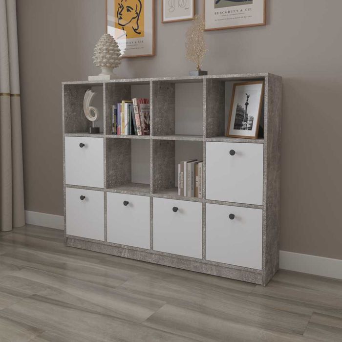 Стелаж "Дафна" Бетон Білий.Меблі дитячої,вітальні.Для іграшок.