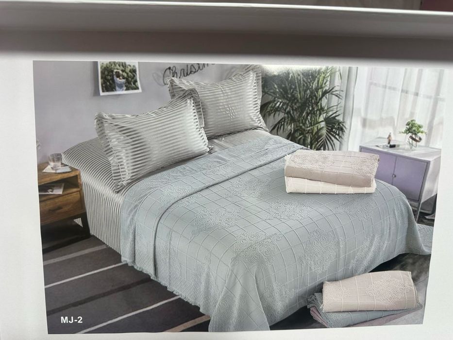 Ексклюзивні натуральне махрові-сатинові комплекти білизни з покривалом