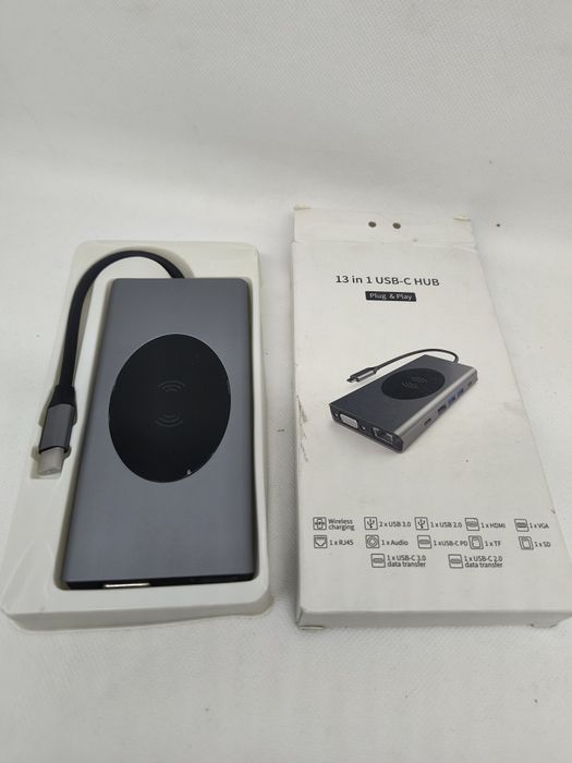 Stacja dokująca 13 w 1 USB C 4K30Hz ładowanie bezprzewodowe okazja