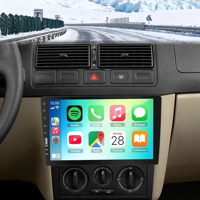 9-дюймова 1-DIN стереосистема, бездротовий CarPlay та Android Auto, Mirror Link, FM/RDS радіо, Bluetooth, керування на кермі, камеразаднього виду