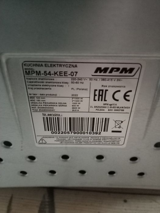 Kuchnia elektryczna mpm