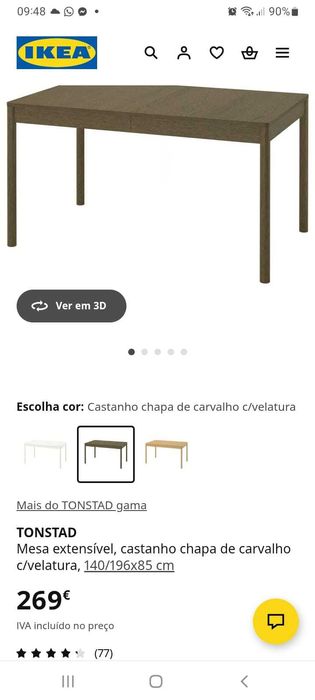 Mesa extensiva em excelente estado
