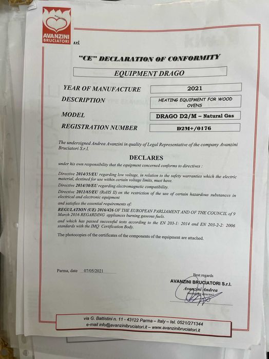 Forno com queimador AVANZINI, Drago Control Plus