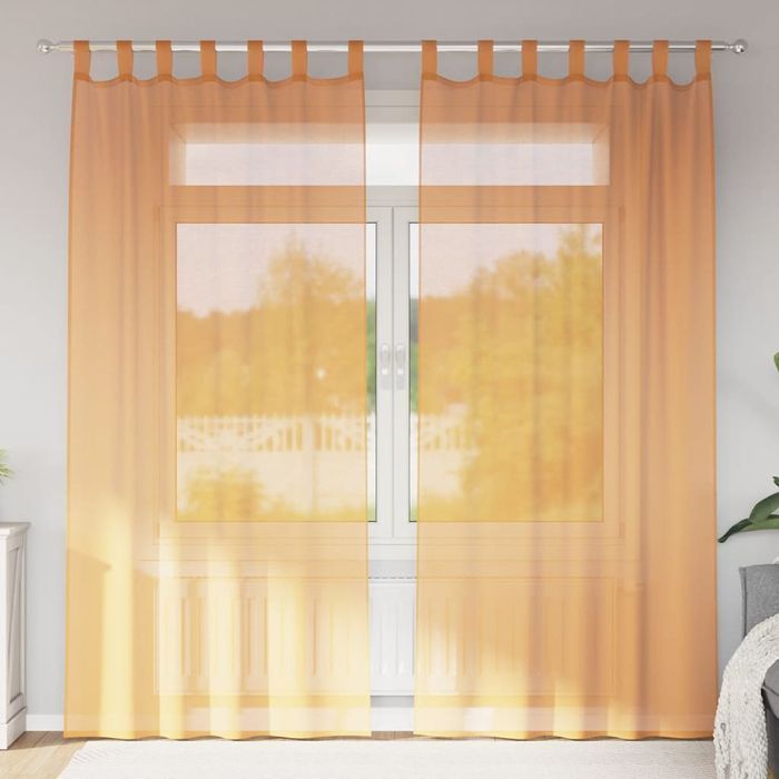 Vidaxl Zasłony Woalowe Z Pętelkami 2 Szt. Pomarańczowe 140X245 Cm