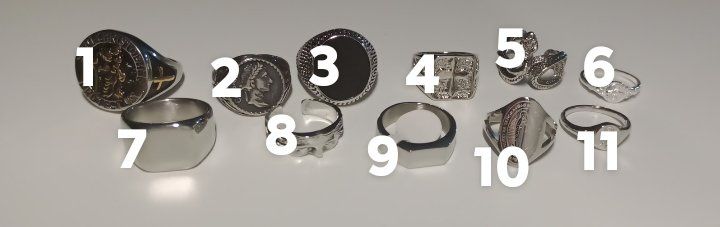 Zestaw sygnetów i pierścieni