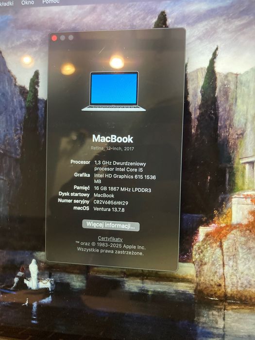 Macbook 12" 2017 najcieńszy i5 16/256gb nowa bateria Retina