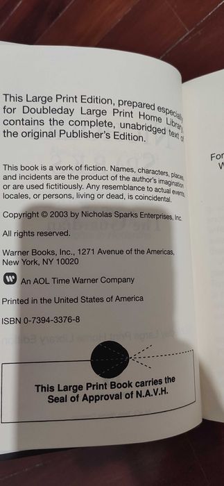 Nicholas Sparks | The Guardian | 2003 First Edition Capa Dura